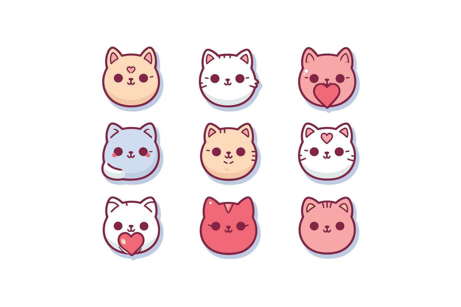 Valentines Day Kawaii cat icon vector. Cat icon. Valentines Day. Kawaii cat icon vector