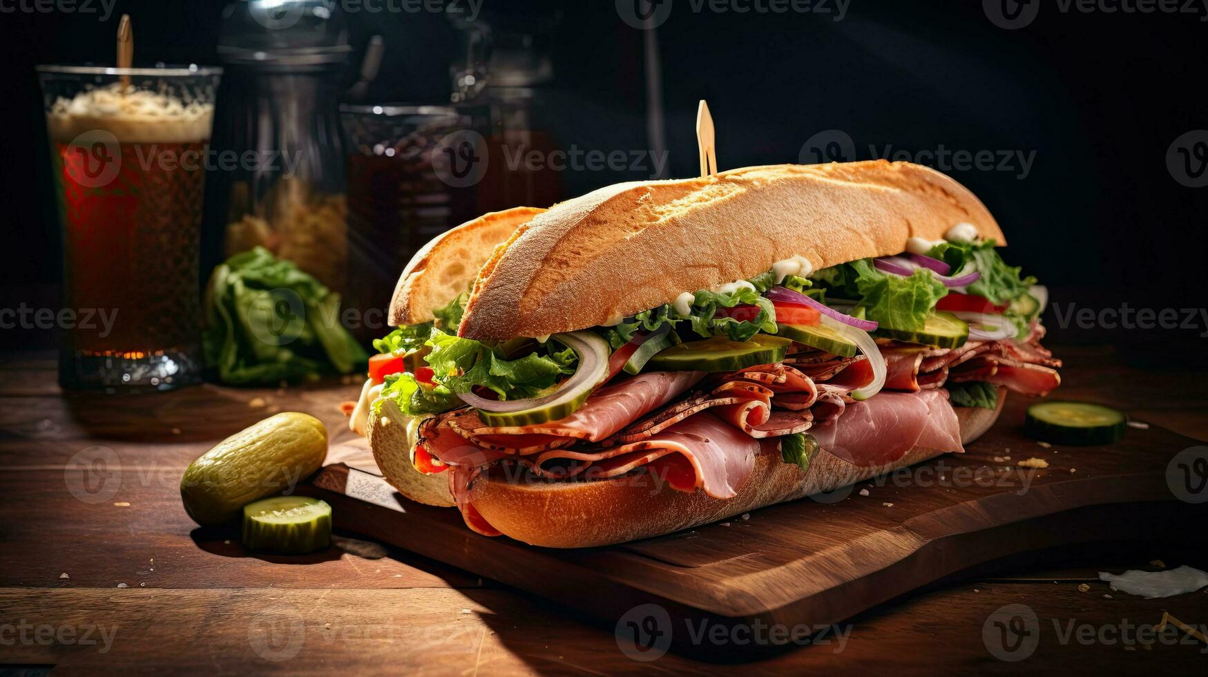 AI generated Submarine sandwich on the table AI Generative photo