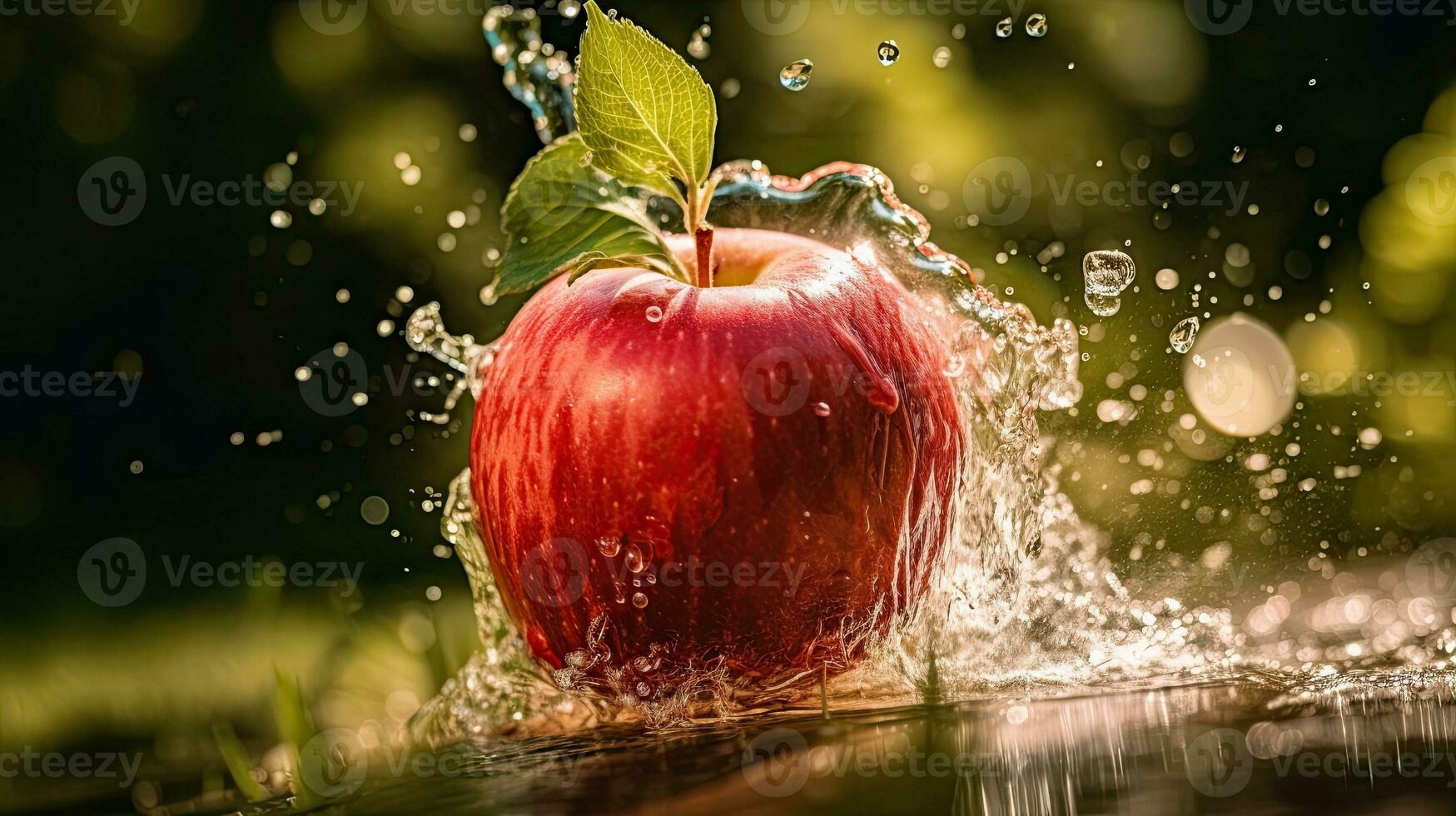 AI generated Fresh apple with water splash AI Generative photo