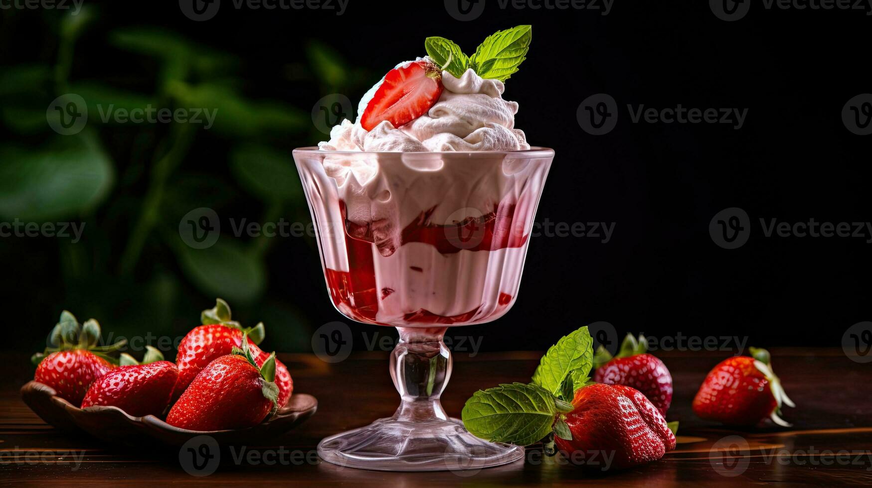 AI generated Delicious Smoothie dessert with mint leaf AI Generative photo