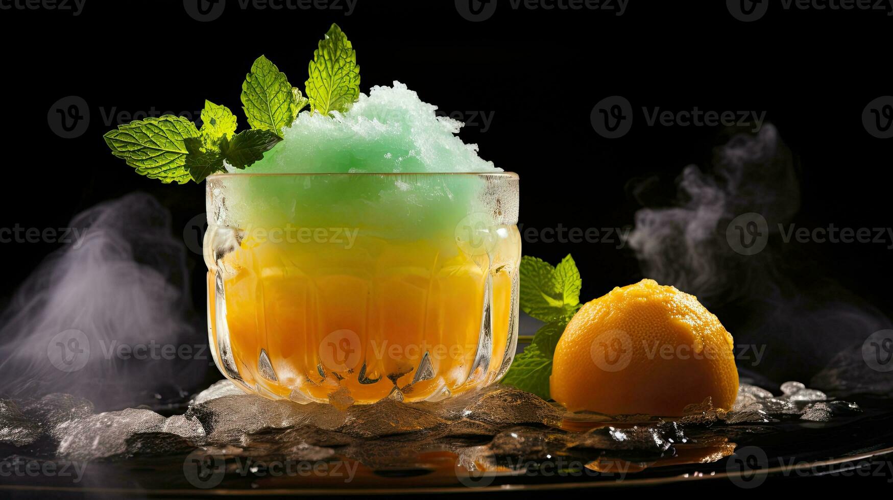 AI generated Sour candy cocktail with mint leaf AI Generative photo