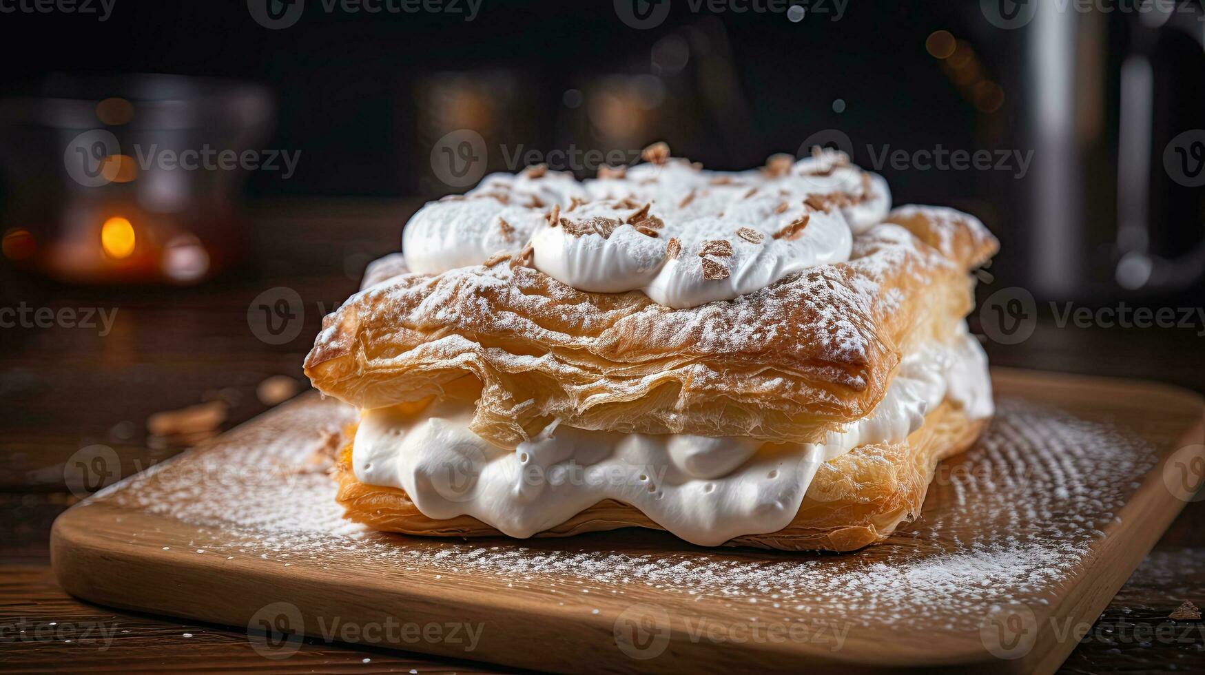 ai generado cremoso Pastelería con soplo crema ai generativo foto