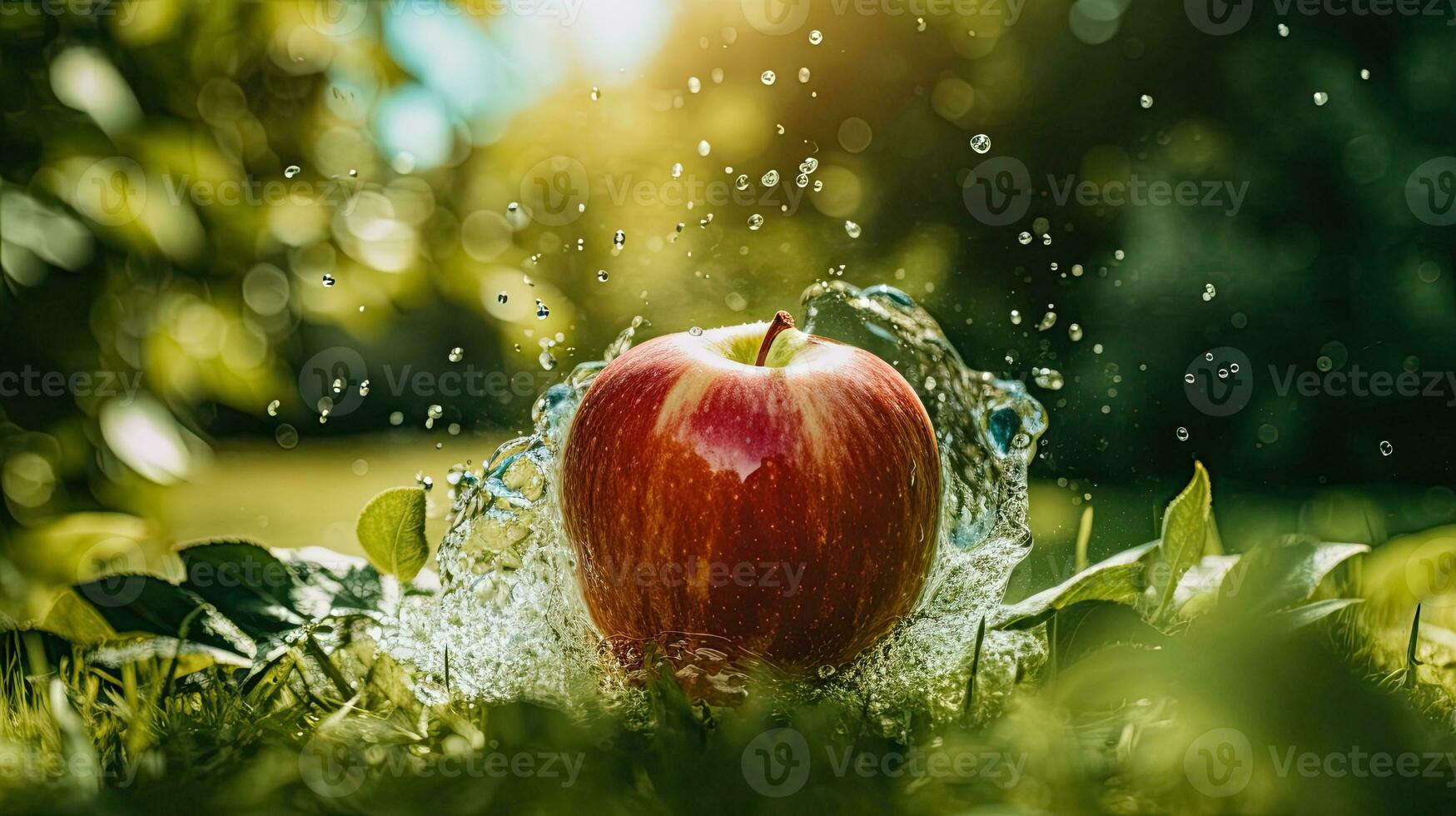 AI generated Fresh apple with water splash AI Generative photo