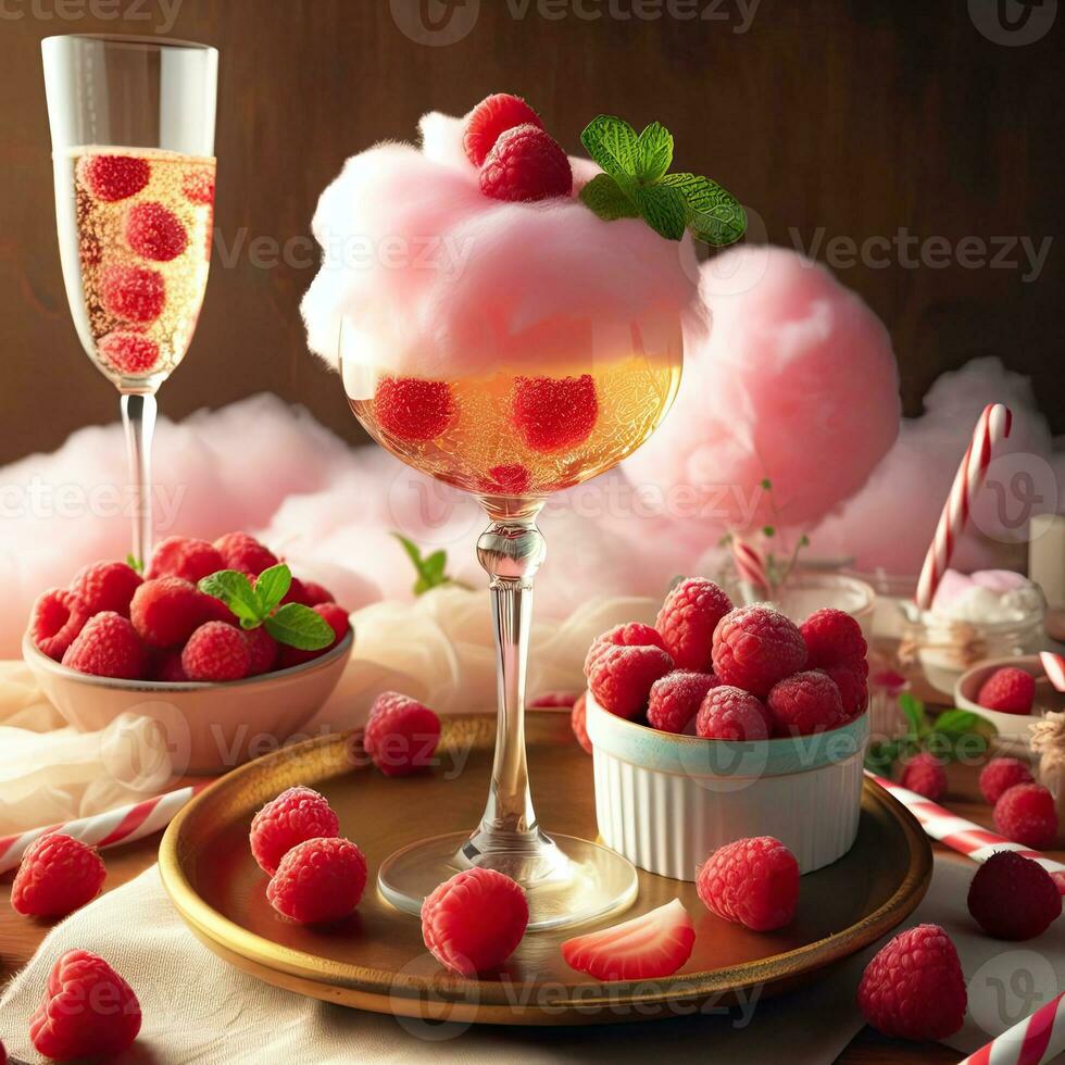 AI generated Fresh raspberry cocktail with light exposure AI Generative photo