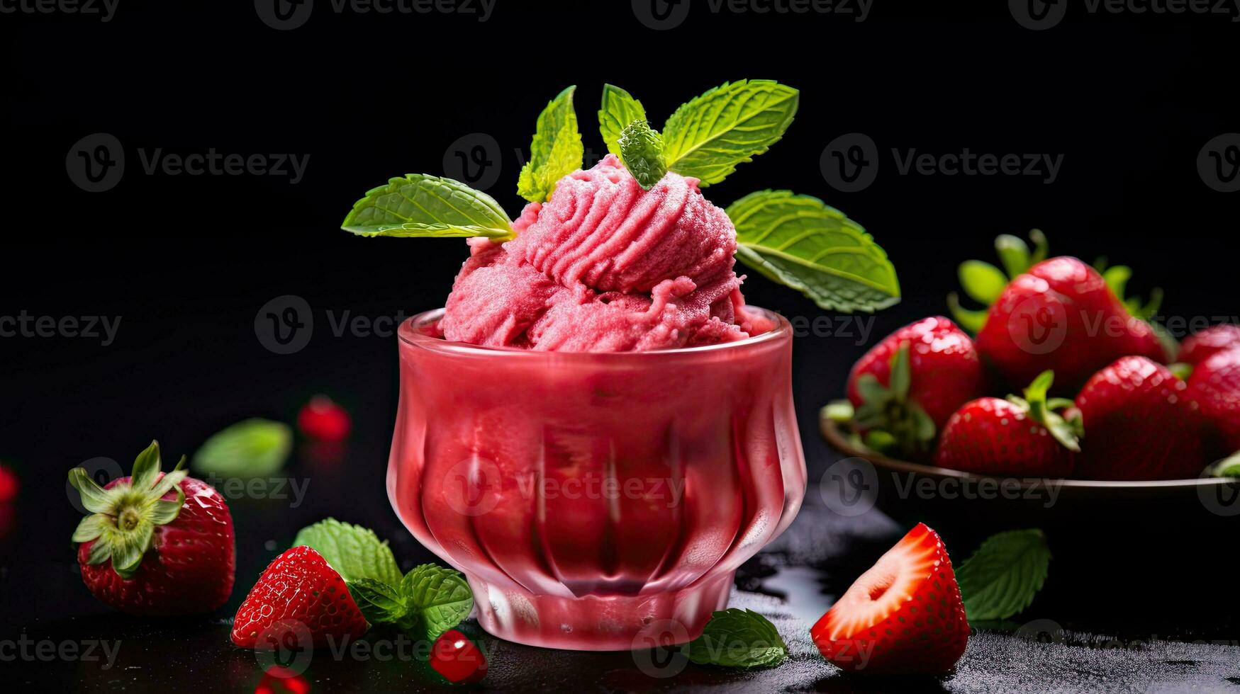 AI generated Delicious Smoothie dessert with mint leaf AI Generative photo