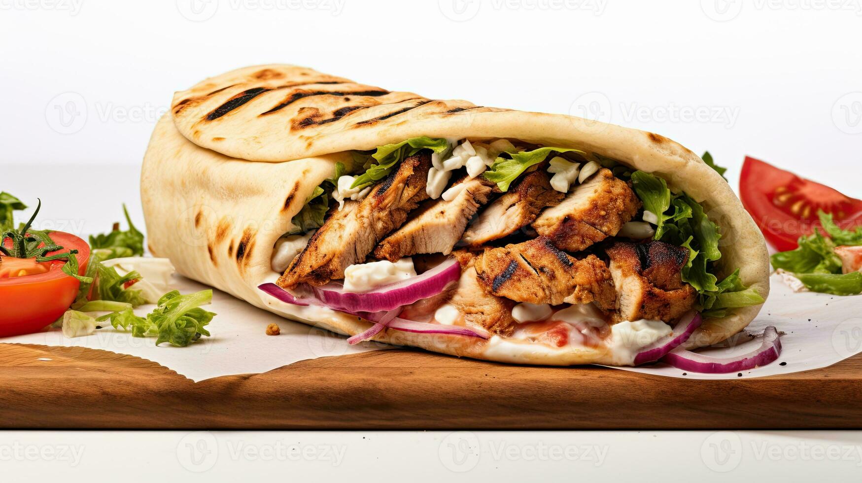 AI generated Delicious chicken kebab on the table AI Generative photo
