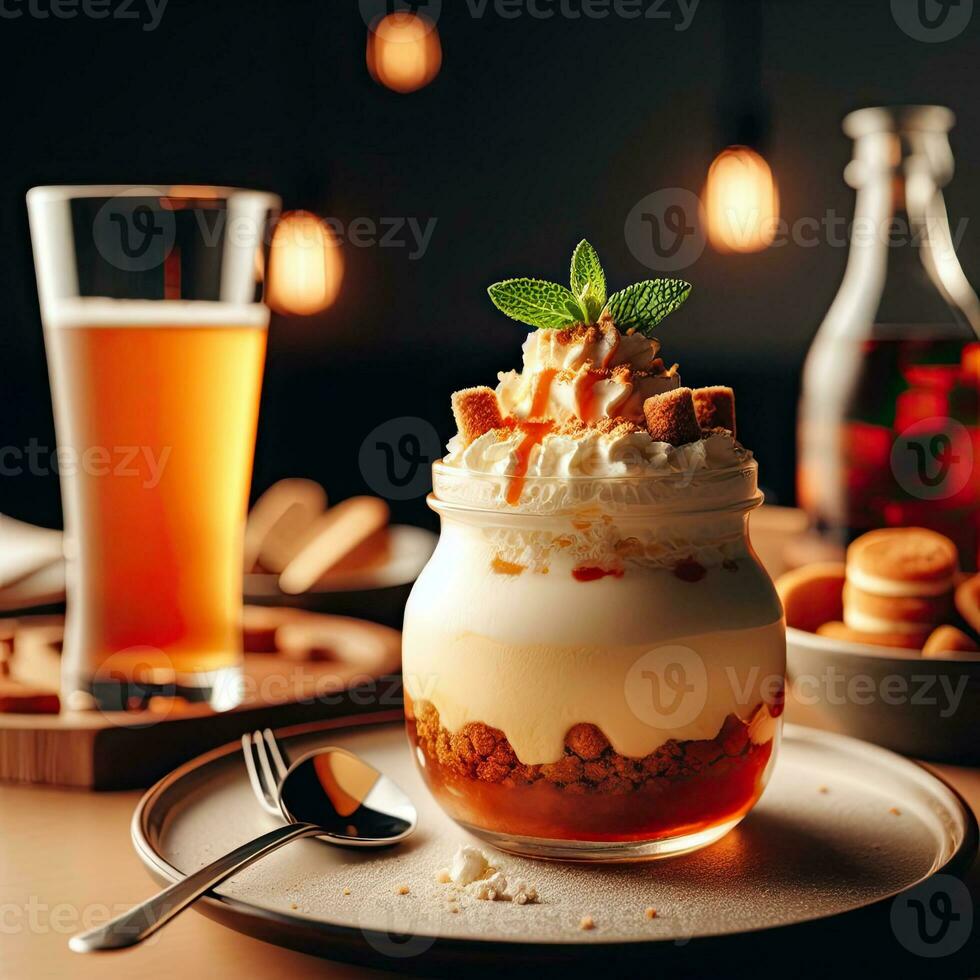 AI generated Delicious creamy dessert on the table AI Generative photo