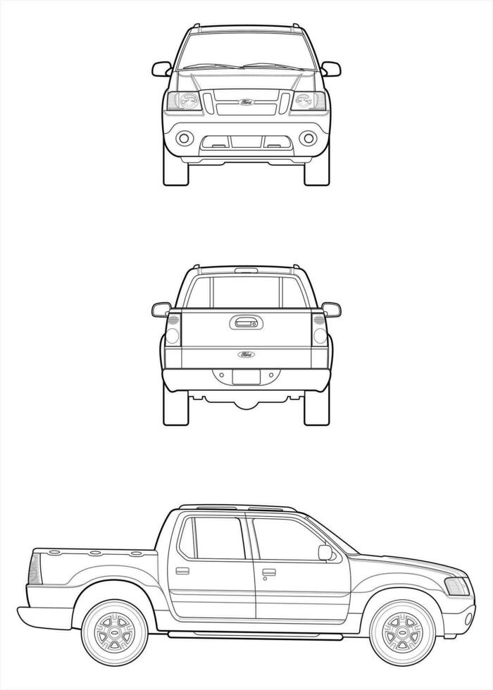 Ford Explorer Sport Trac 2003 car blueprint vector