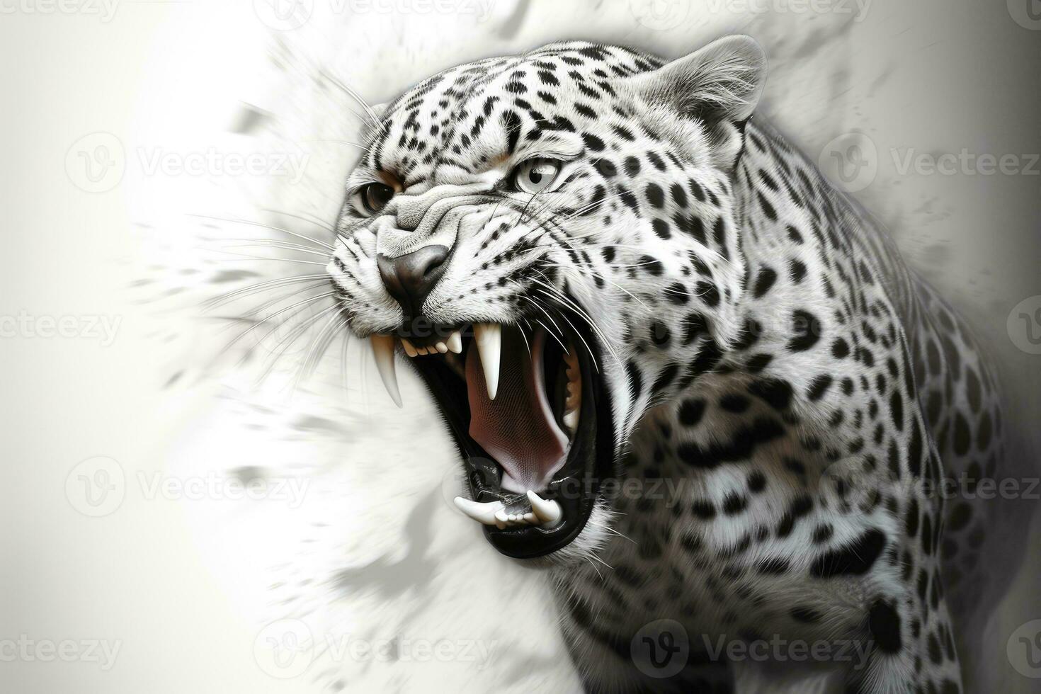 AI generated Close up of a roaring leopard isolated of transparent background. generative ai photo