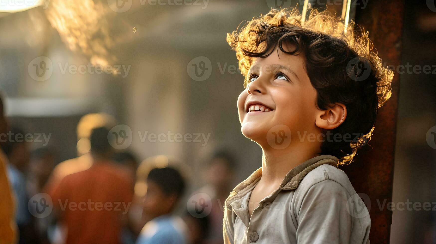 AI generated A Young Boy Captivating a Crowd with his Presence photo