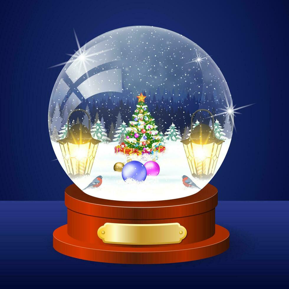 Christmas winter landscape globe vector