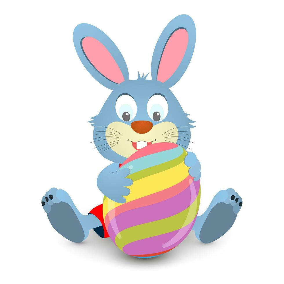Easter card with rabbit and eggs. vector