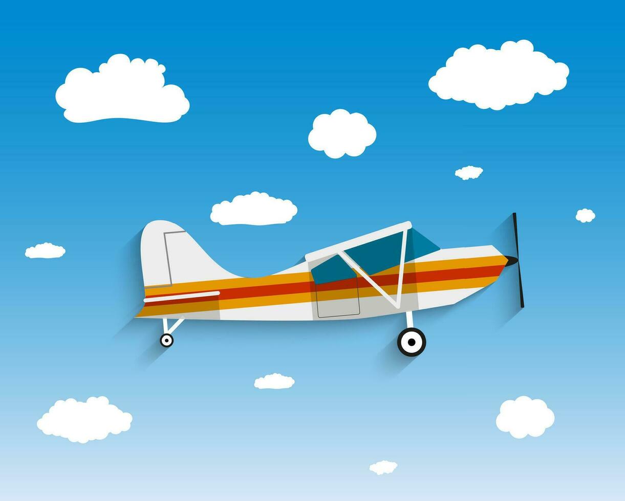 Flight of the plane in sky. vector