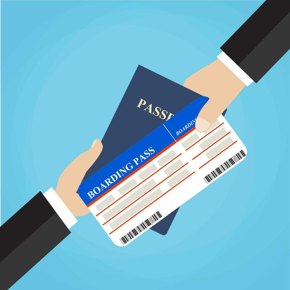 Businessman Receiving Boarding Pass and Passport vector