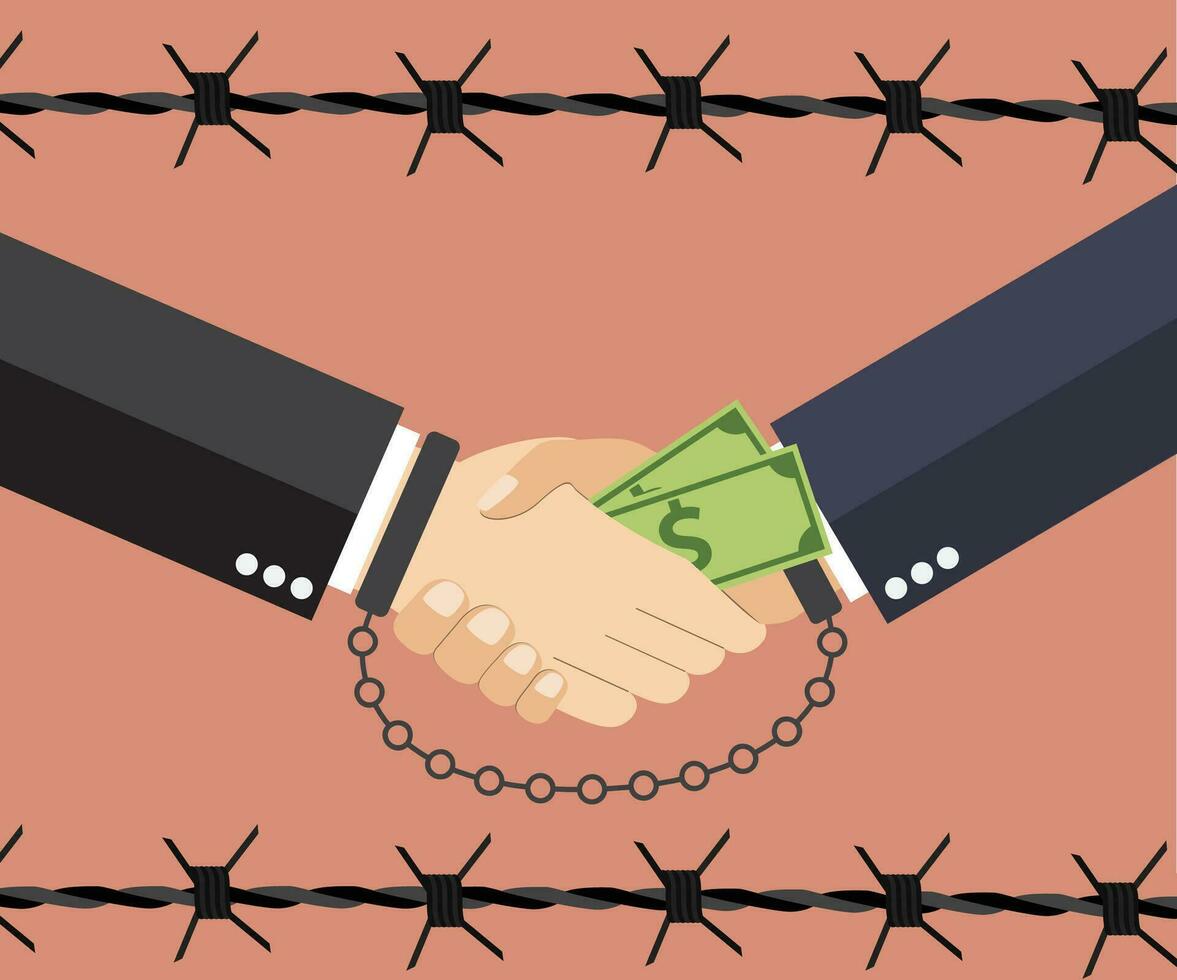 Cartoon Businessman giving a bribe. vector