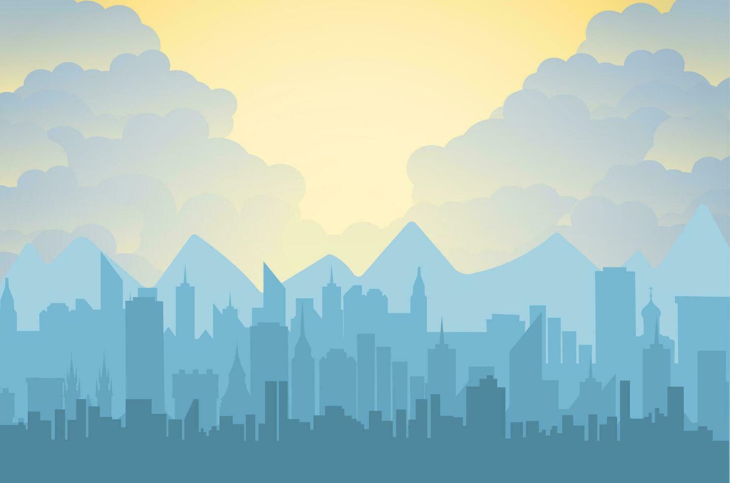 Morning city skyline. vector