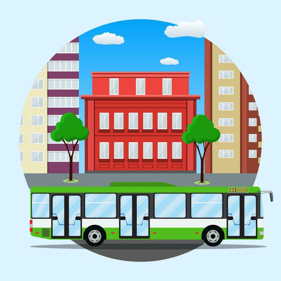 green city busin front of houses vector