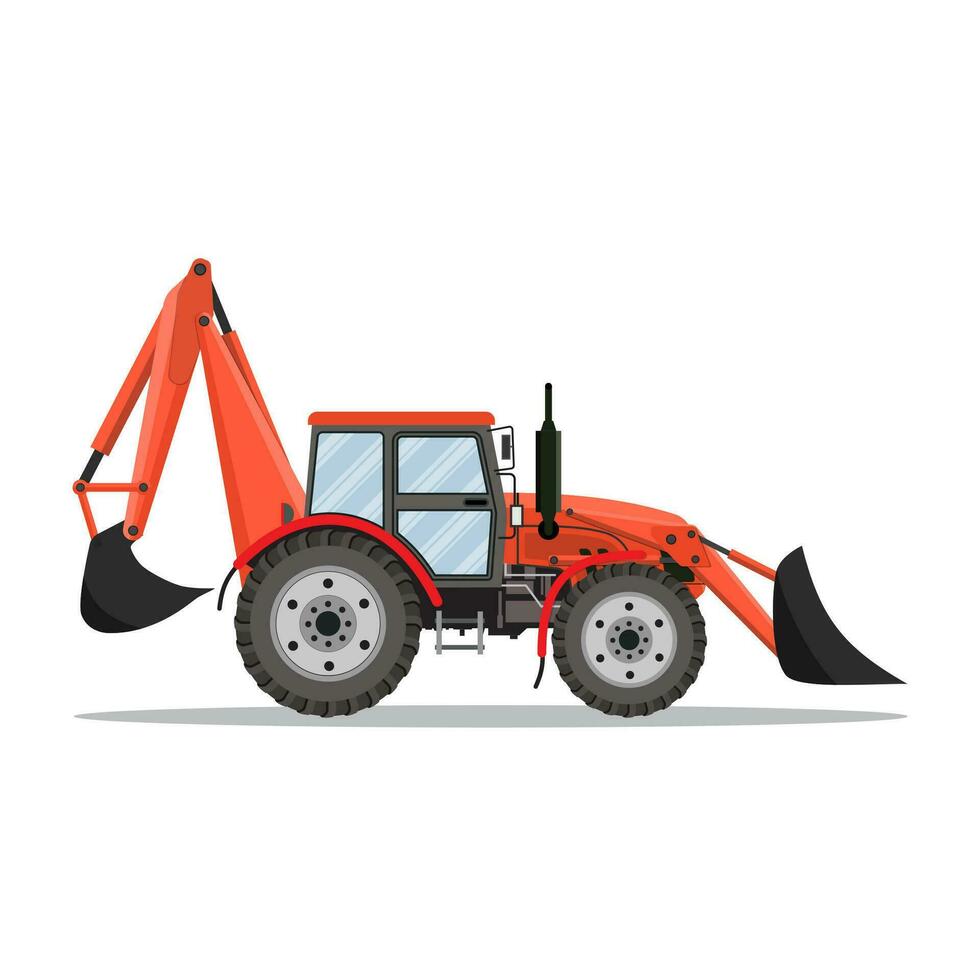 tractor, excavador, excavadora icono vector