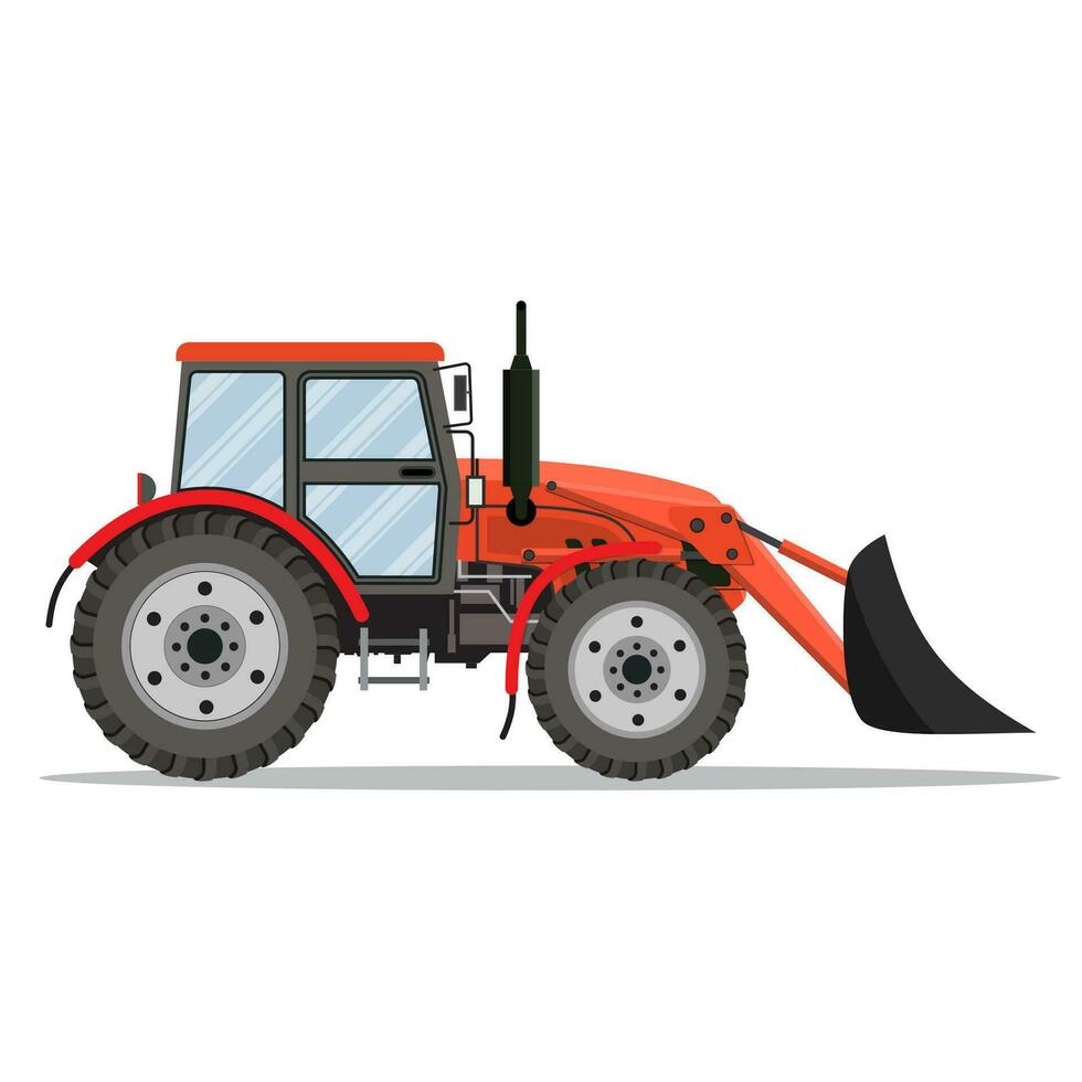 red Tractor bulldozer icon vector