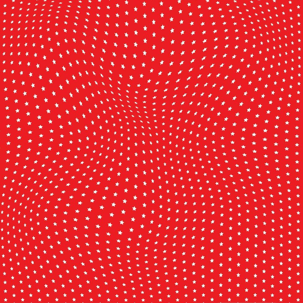 modern simple abstract seamlees white color small star wavy distort pattern art work on red color background vector