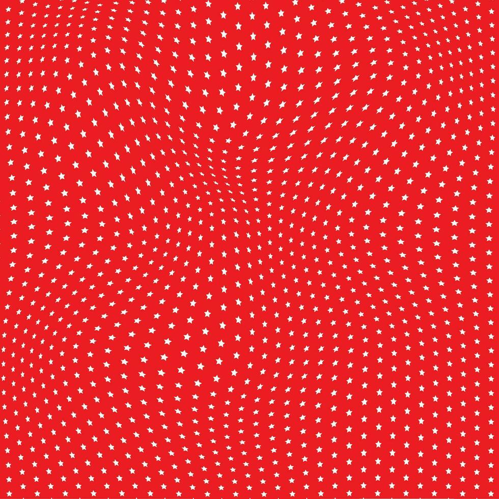 modern simple abstract seamlees white color small star wavy distort pattern art work on red color background vector