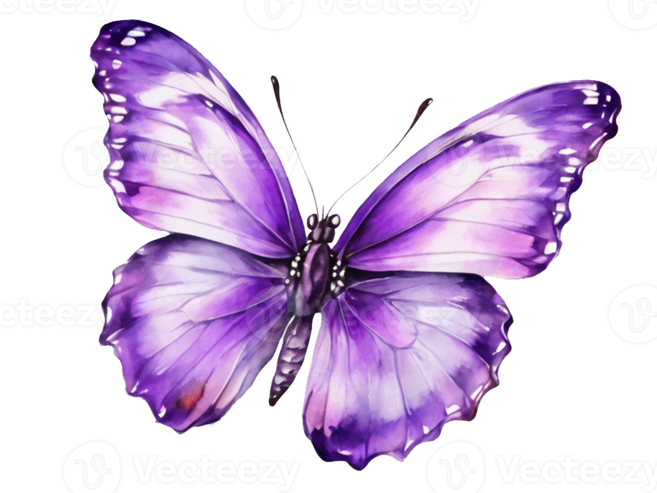 ai généré violet violet magnifique papillon dessin aquarelle agrafe art illustration png