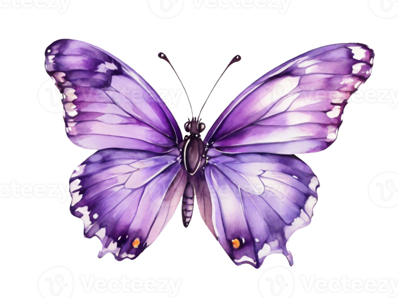 AI generated Purple Violet beautiful butterfly drawing watercolor clip art illustration png