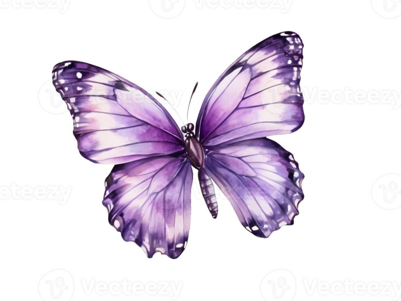 AI generated Purple Violet beautiful butterfly drawing watercolor clip art illustration png
