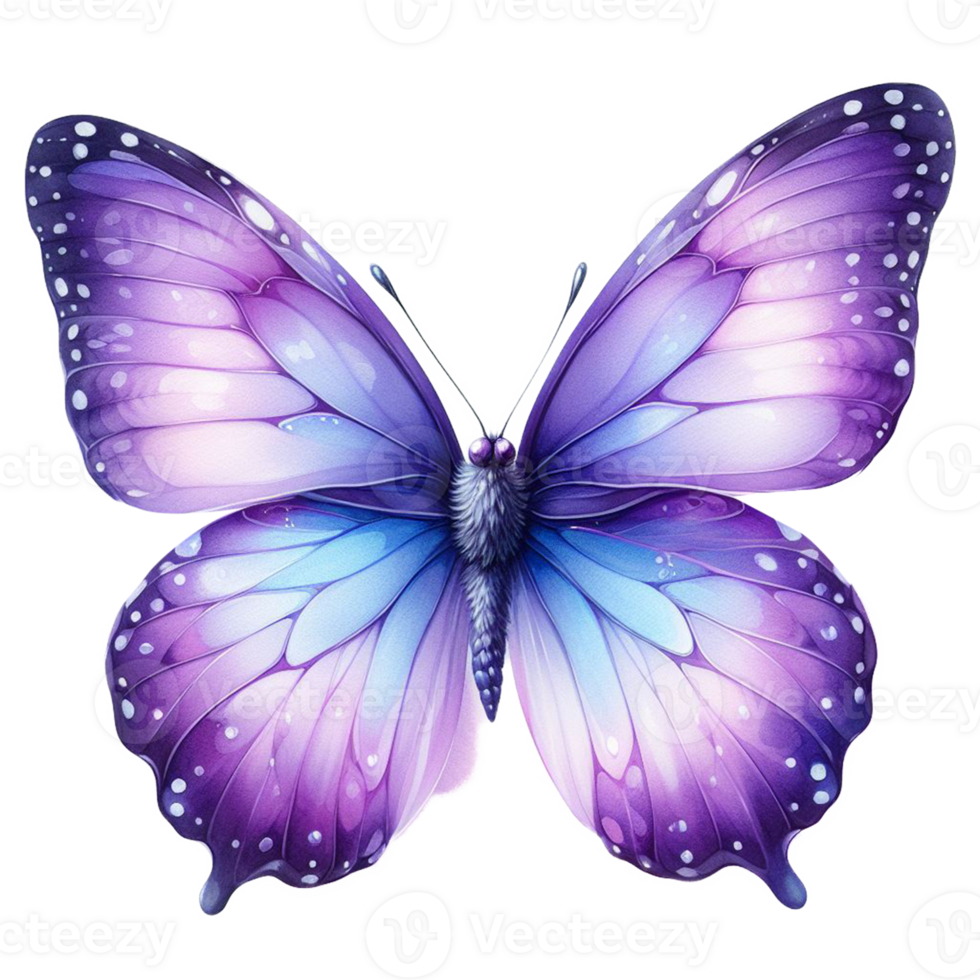 AI generated Purple Violet beautiful butterfly drawing watercolor clip art illustration png