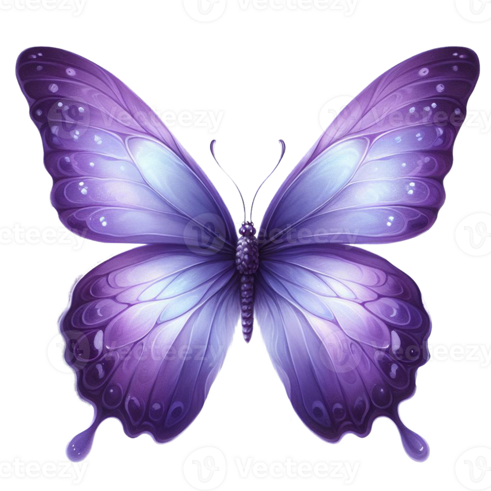AI generated Purple Violet beautiful butterfly drawing watercolor clip art illustration png