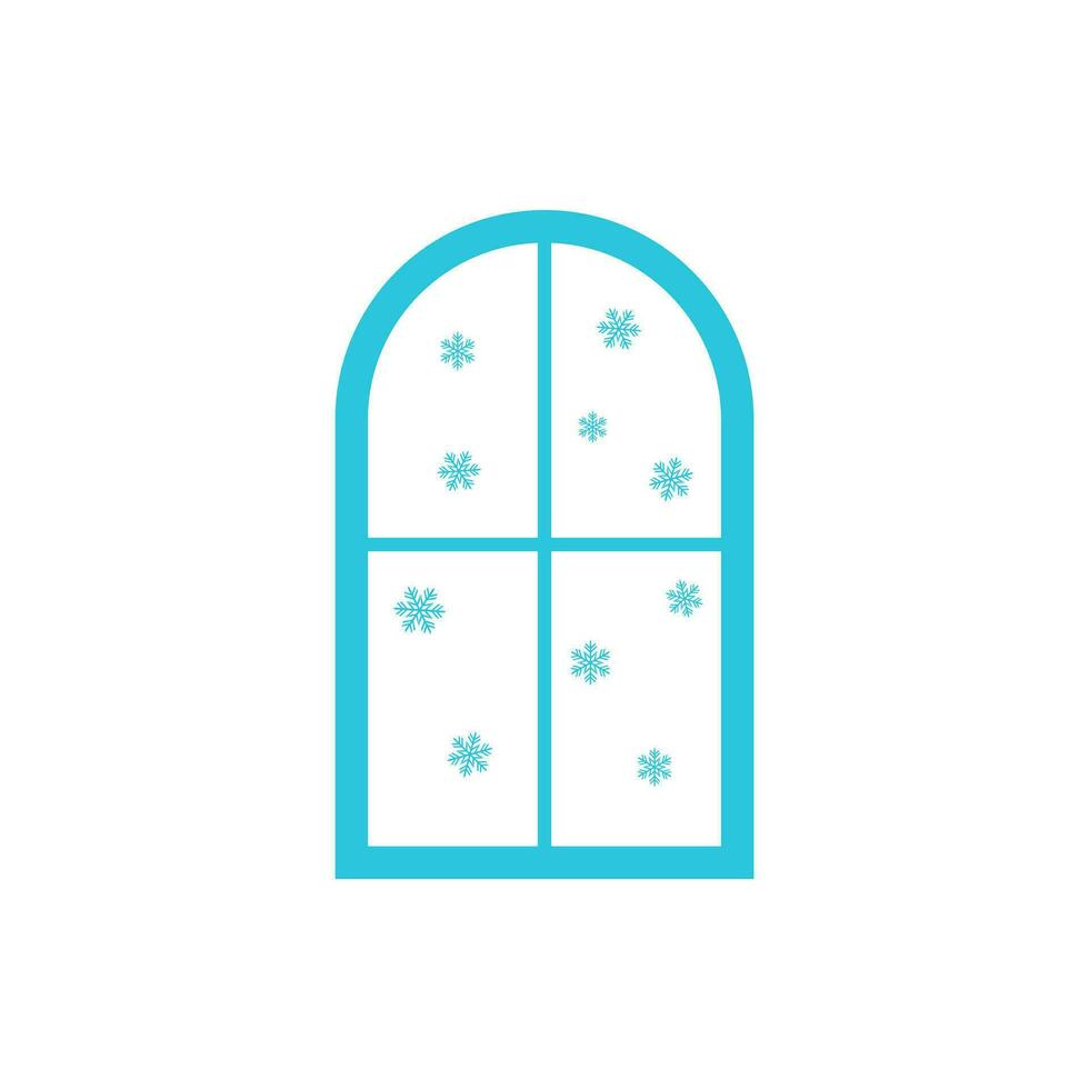 It's snowing, winter day. Window. From blue icon set. vector