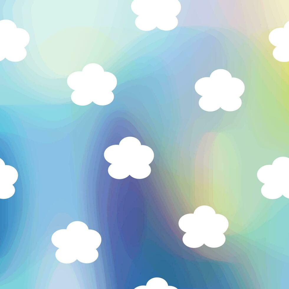 White clouds on abstract blue sky. Seamless pattern. vector