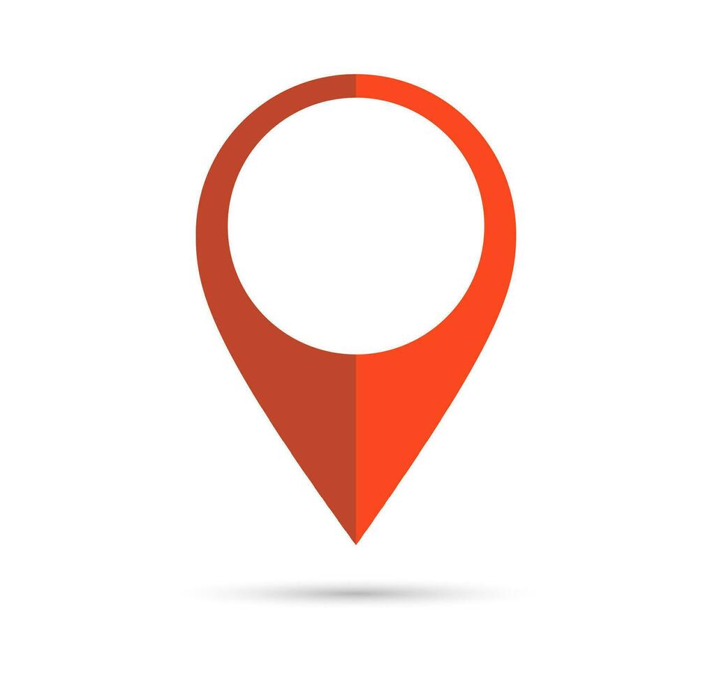 Red geo pin as logo with copy space on white. vector