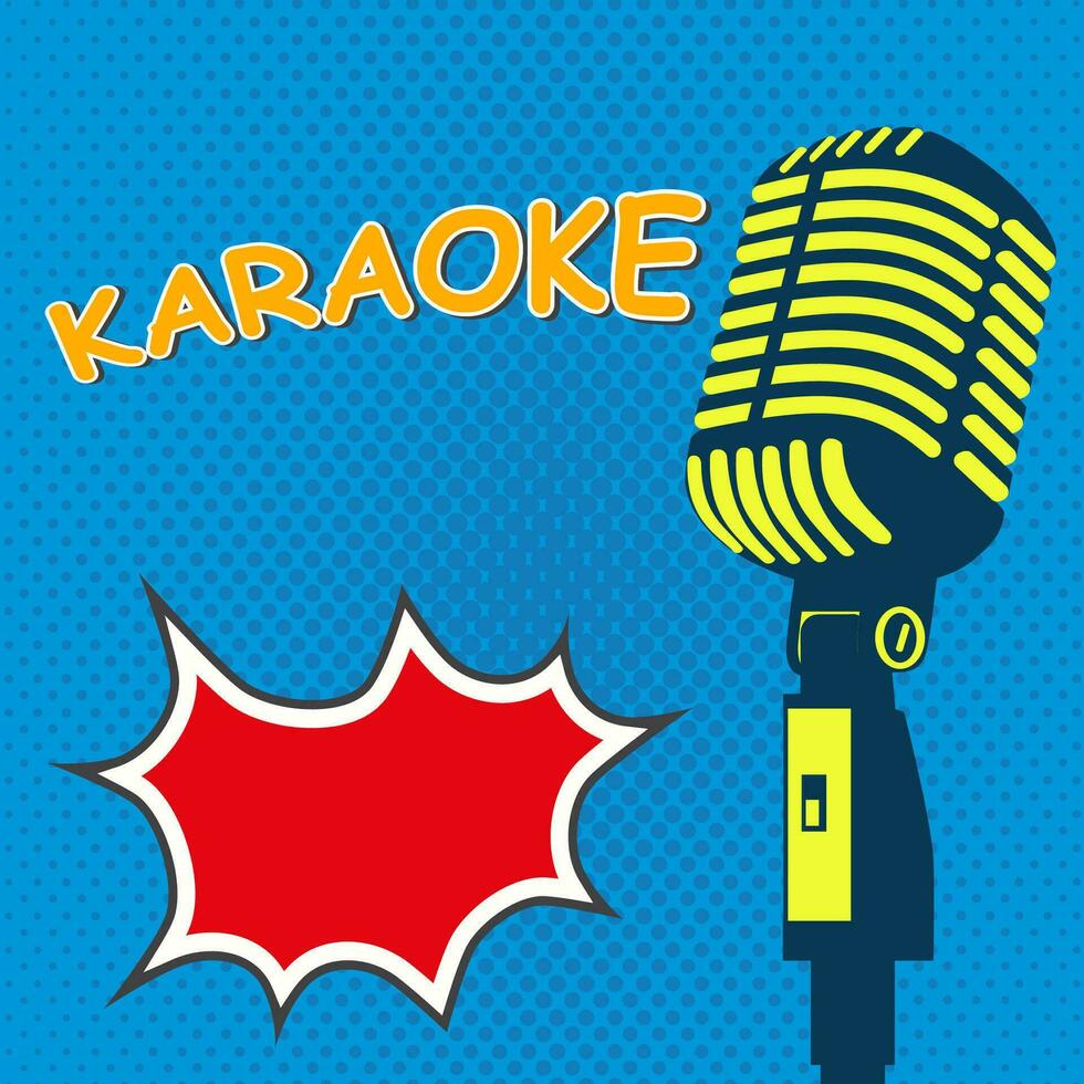 Karaoke. Old microphone on pop art style vector