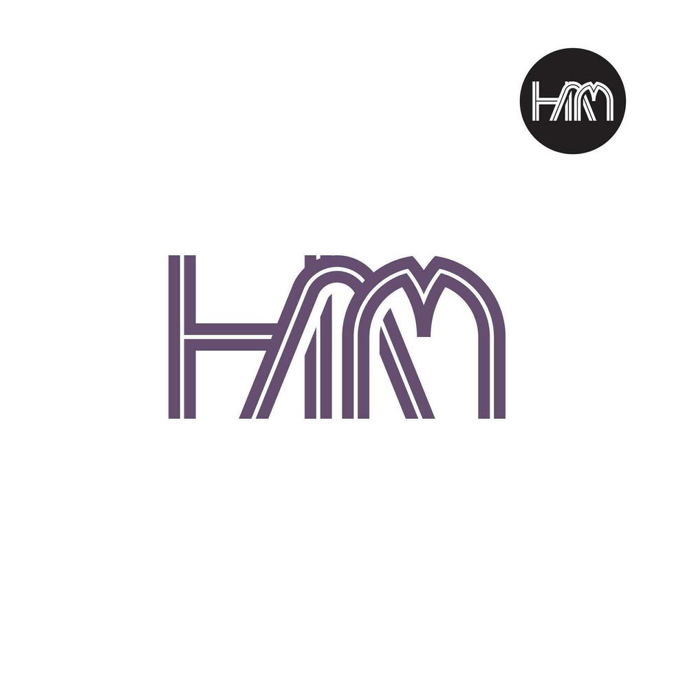 Letter HAM Monogram Logo Design with Lines vector