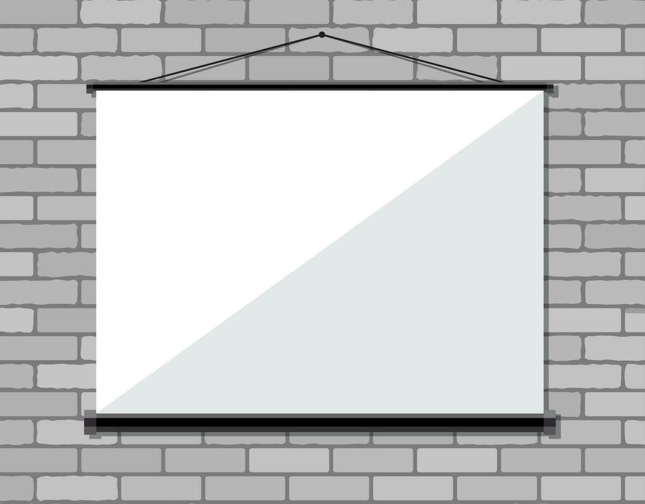 Projector screen on brick wall, vector