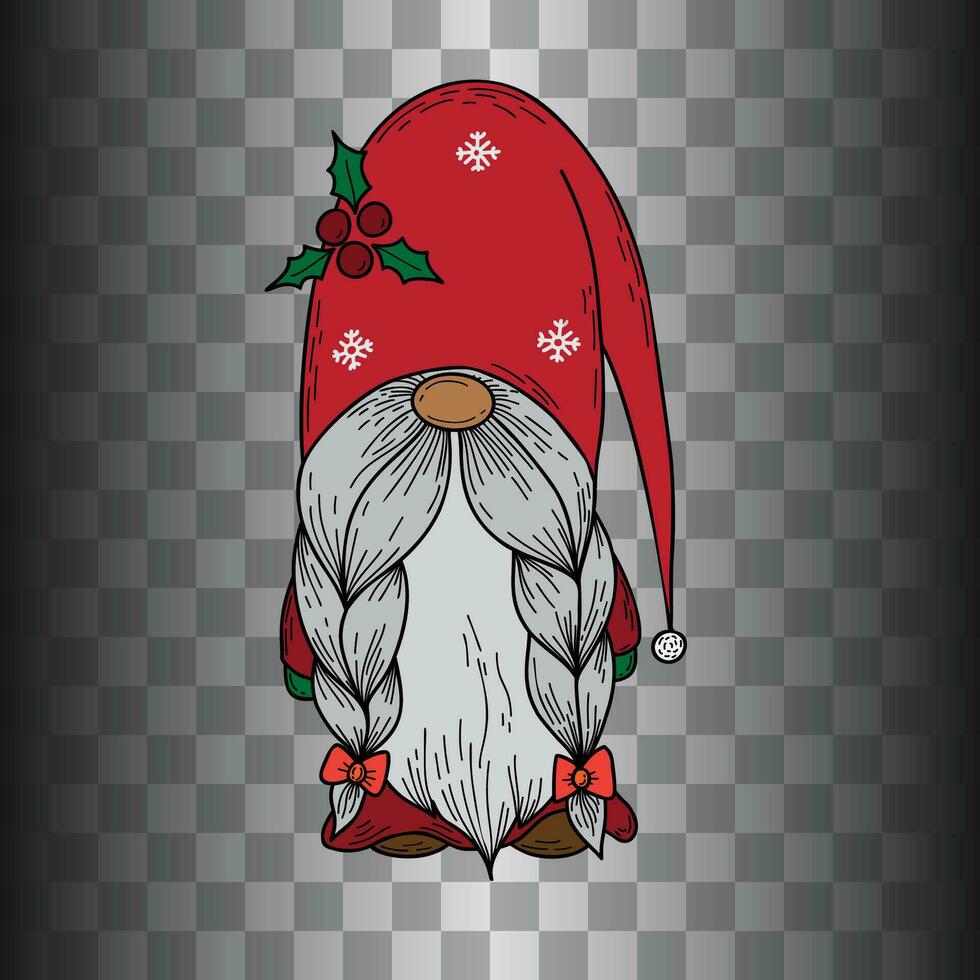 Christmas Gnome vector hand drawn character