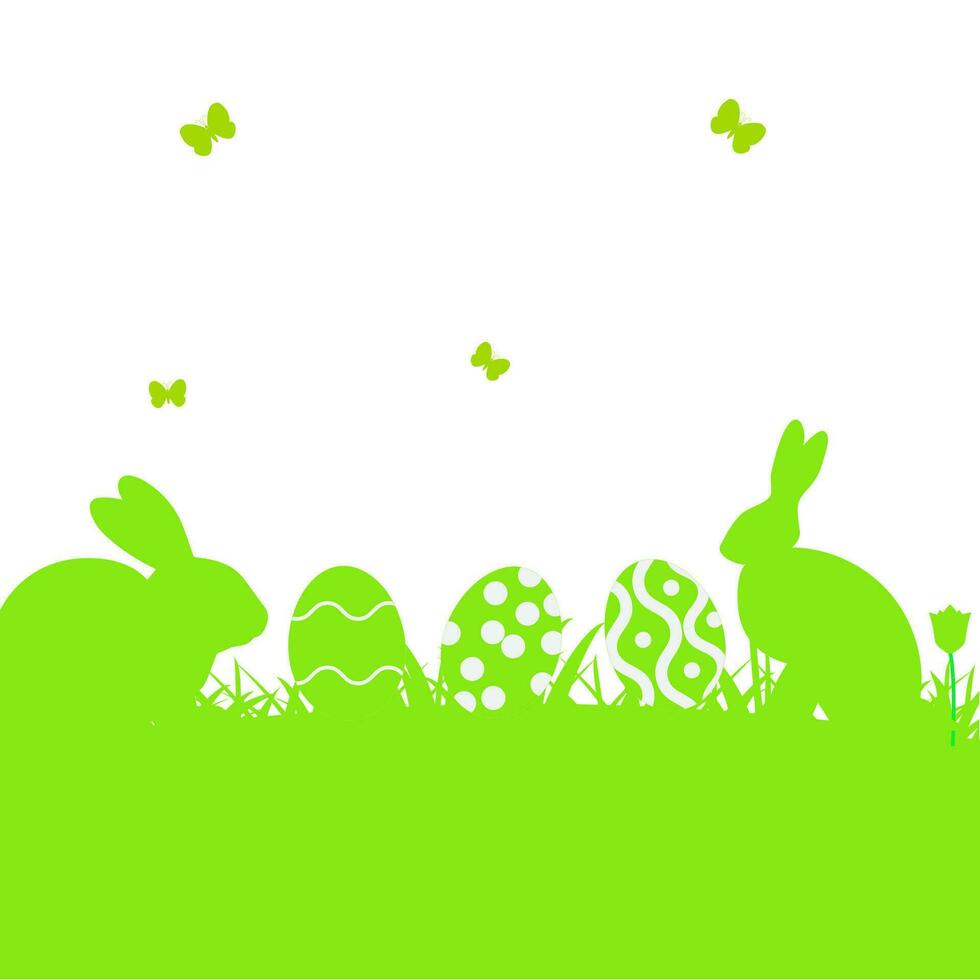 Easter poster with rabbit and grass vector