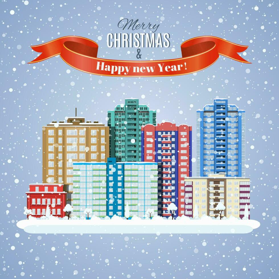 Christmas winter city street vector