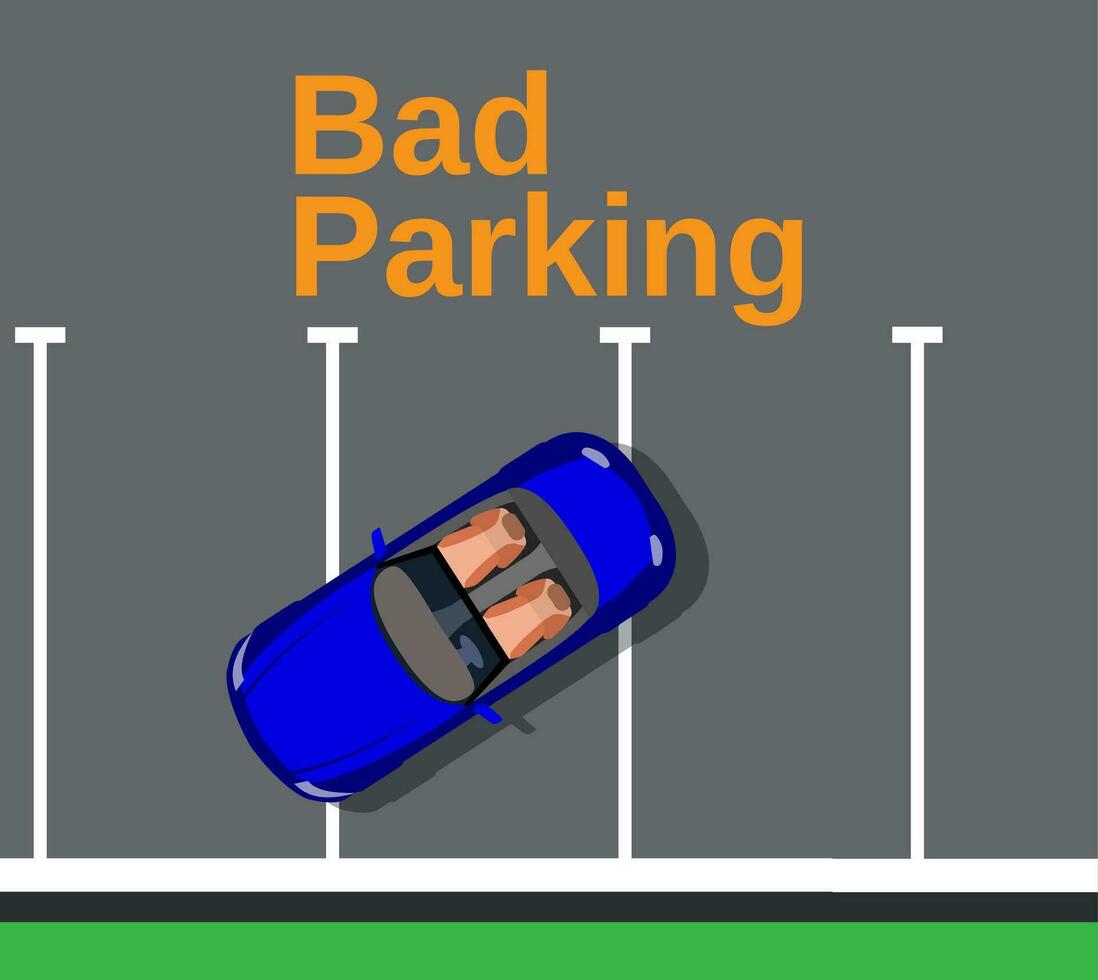 Bad parking. Cars top view. vector