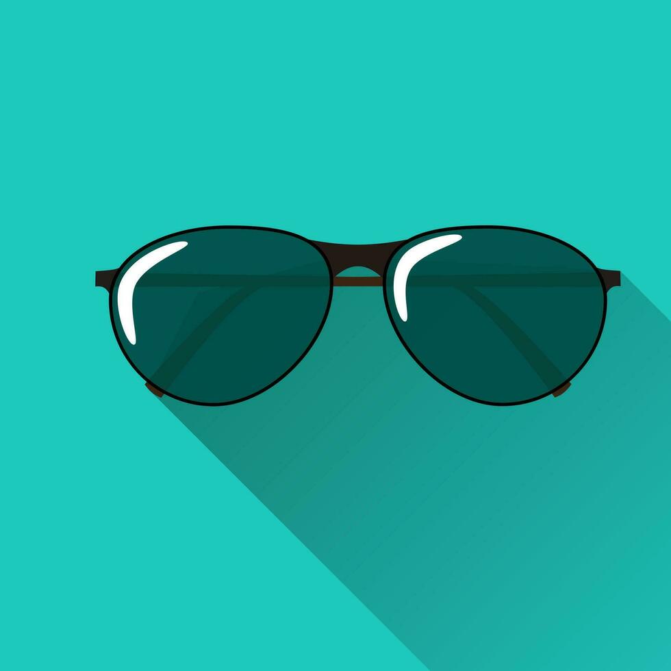 Gafas de sol icono con largo sombra. vector