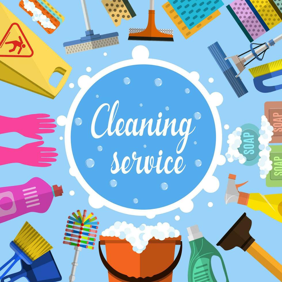 Cleaning service flat illustration vector