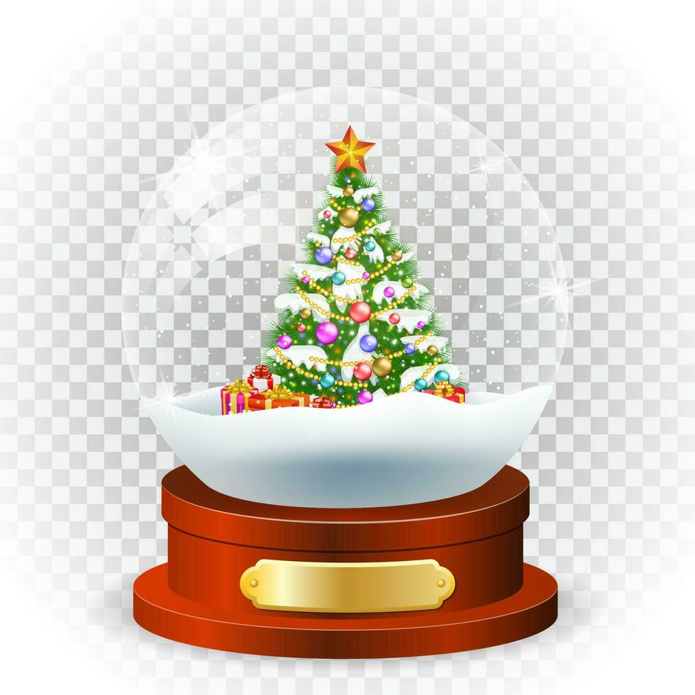 Realistic christmas snow globe vector