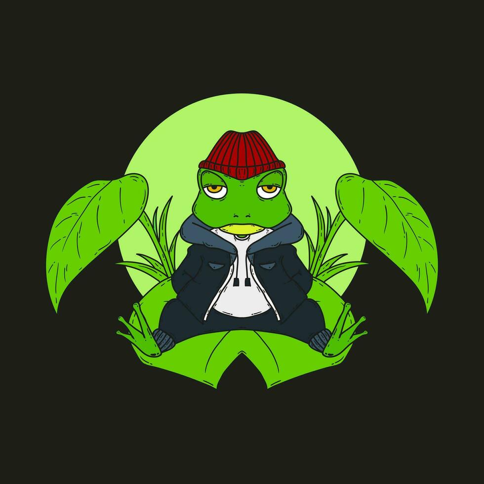 Casual Cute Frog Vector Illustration