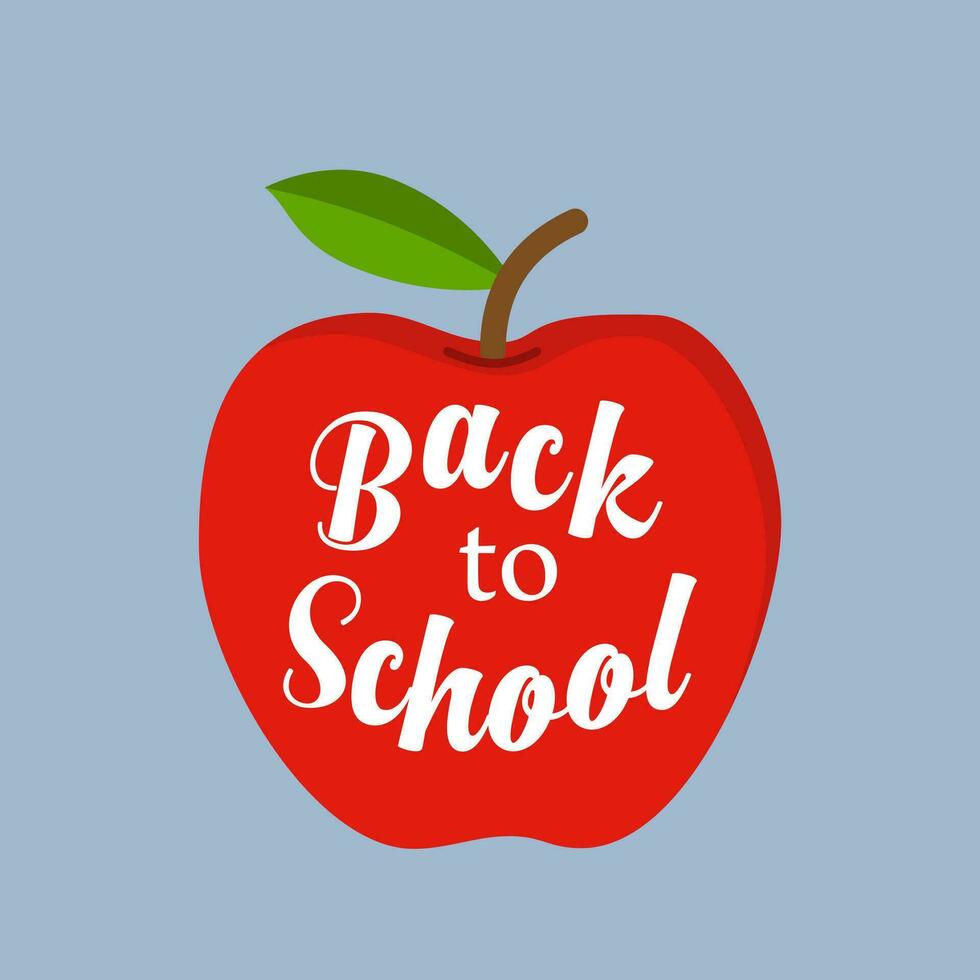 back to school message in red apple vector