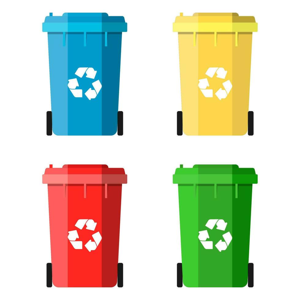 Set Recycle Bins for Trash and Garbage vector