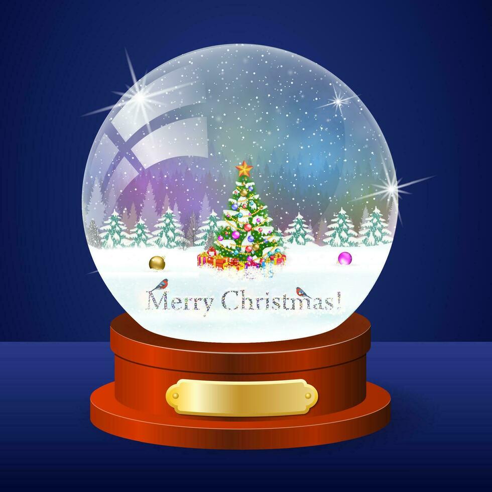 Christmas winter landscape globe vector