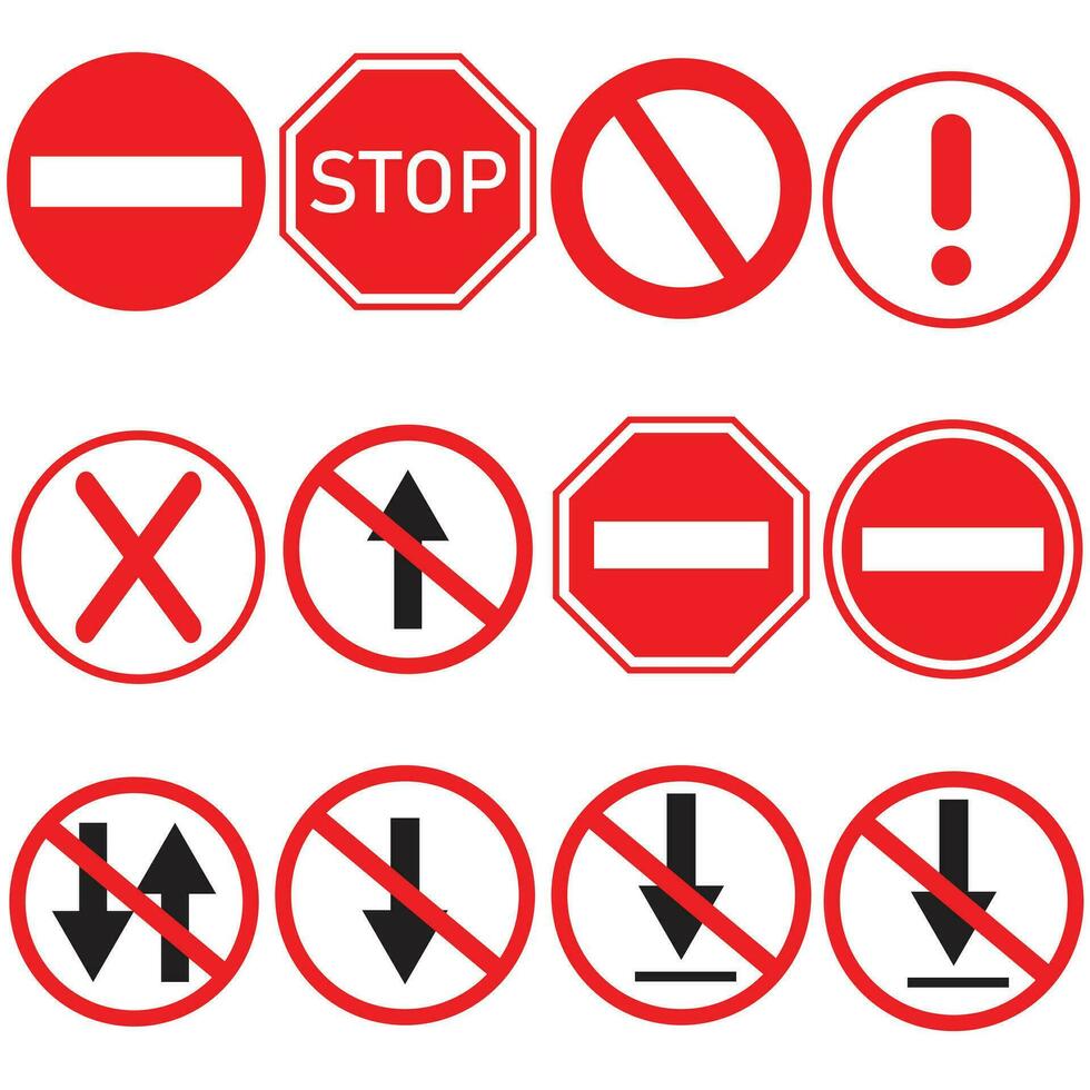 Stop sign icon vector set. Prohibitory signs. There is no way. Do not enter.