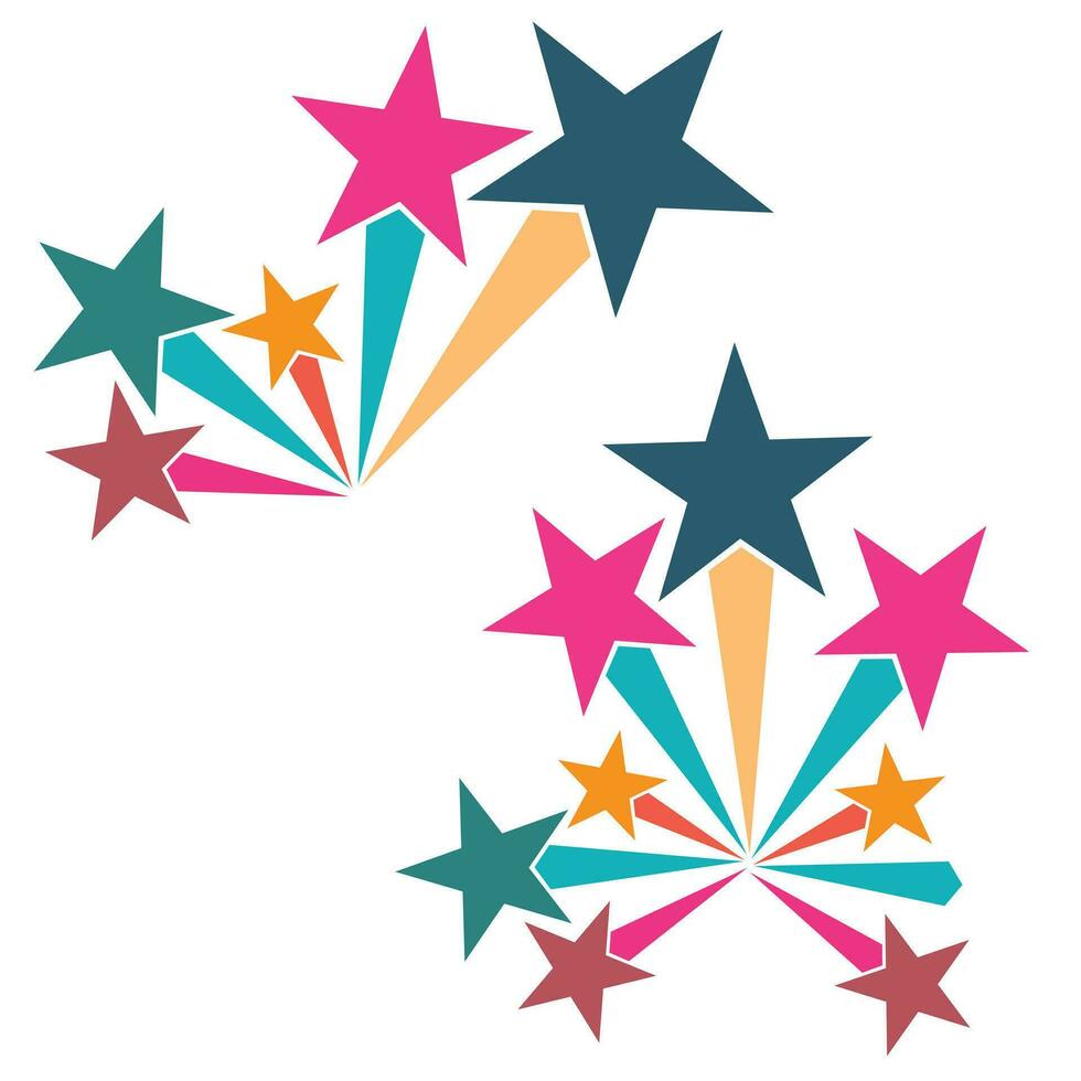 Colorful shooting stars graphic logo vector