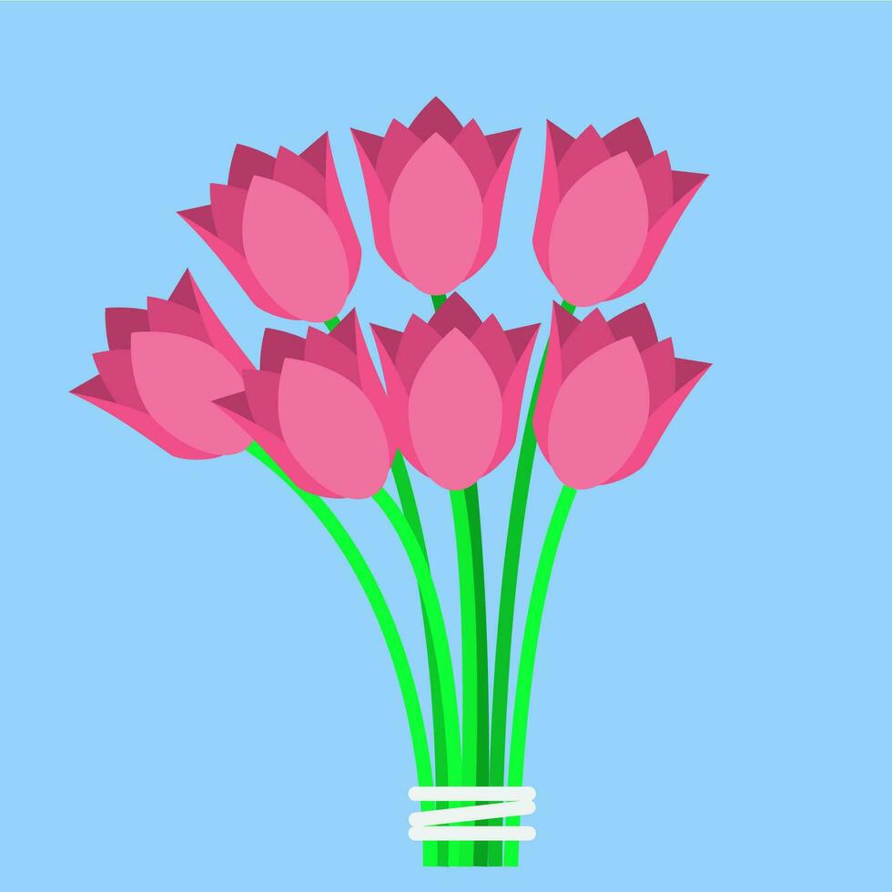 Pink tulips bouquet vector